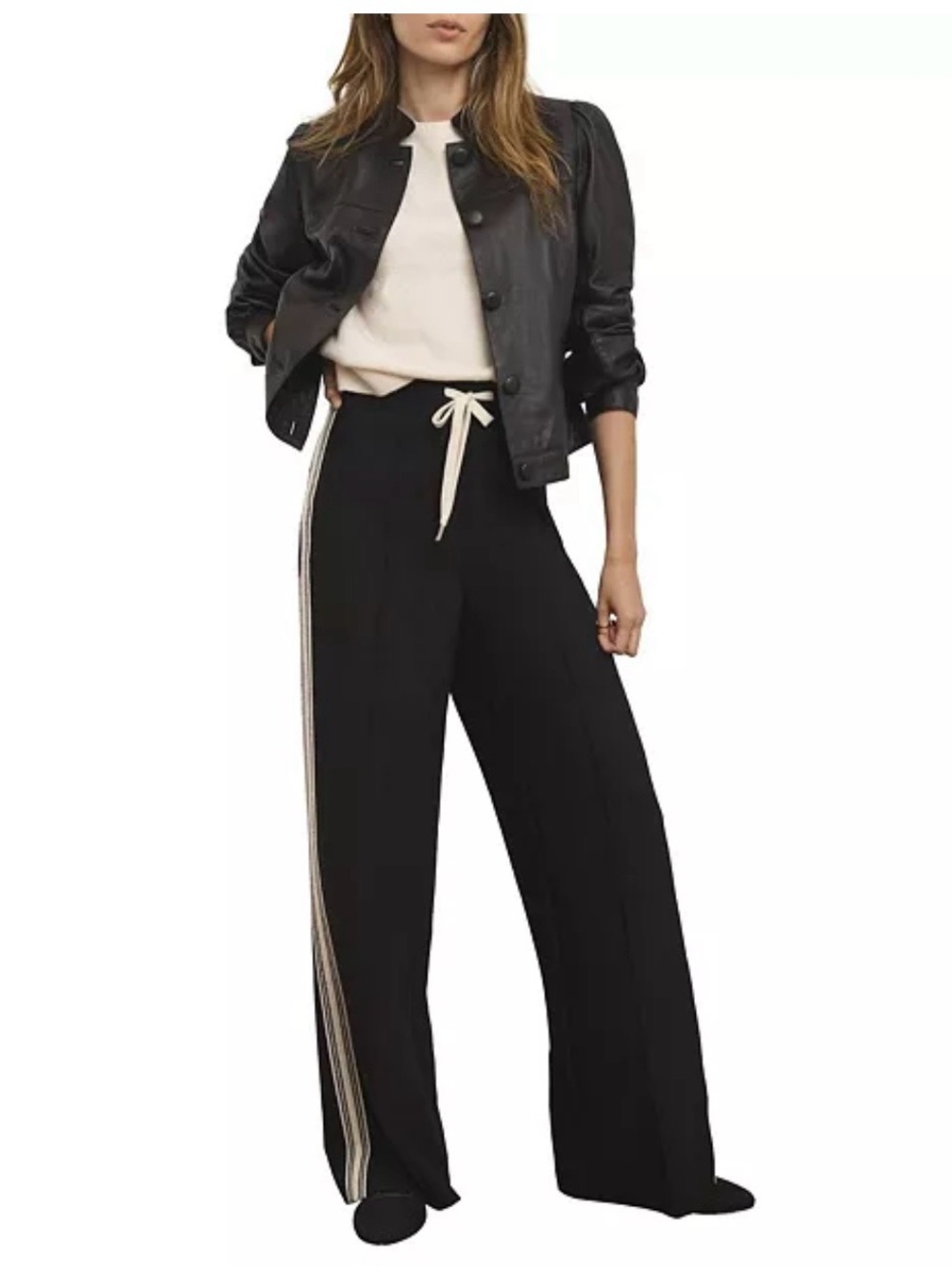 Mint Velvet Crochet Trim Wide Leg Trousers NWT